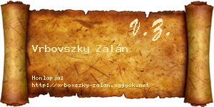Vrbovszky Zalán névjegykártya